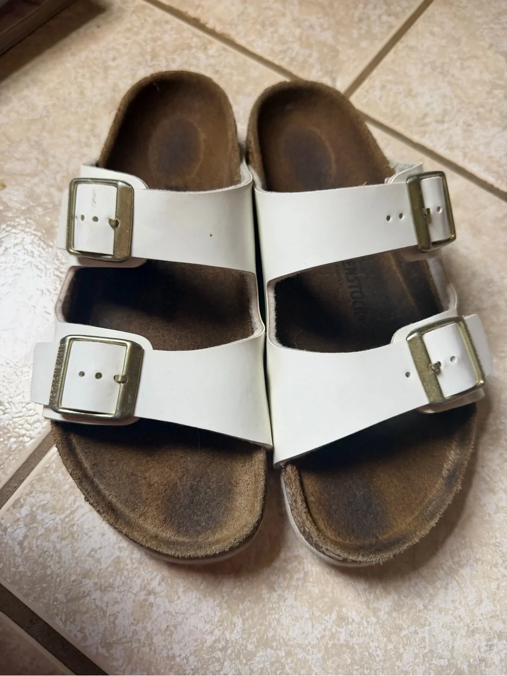 Birkenstock Kids White Double-Buckle Slide Sandals size 34
